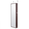 VEVOR Mirror Jewelry Cabinet, 42.52-Inch Tall Lockable Jewelry Cabinet Armoire with Full-Length Mirror, Wall or Door Mounted Jewelry Mirror Organizer with LED Interior Lights and Velvet Lining, Brown