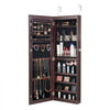 VEVOR Mirror Jewelry Cabinet, 42.52-Inch Tall Lockable Jewelry Cabinet Armoire with Full-Length Mirror, Wall or Door Mounted Jewelry Mirror Organizer with LED Interior Lights and Velvet Lining, Brown