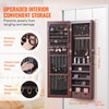 VEVOR Mirror Jewelry Cabinet, 47.05-Inch Tall Lockable Jewelry Cabinet Armoire with Full-Length Mirror, Wall or Door Mounted Jewelry Mirror Organizer with LED Interior Lights and Velvet Lining, Brown