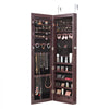 VEVOR Mirror Jewelry Cabinet, 47.05-Inch Tall Lockable Jewelry Cabinet Armoire with Full-Length Mirror, Wall or Door Mounted Jewelry Mirror Organizer with LED Interior Lights and Velvet Lining, Brown