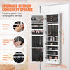 VEVOR Mirror Jewelry Cabinet, 47.05-Inch Tall Lockable Jewelry Cabinet Armoire with Full-Length Mirror, Wall or Door Mounted Jewelry Mirror Organizer with LED Interior Lights and Velvet Lining, White