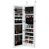 VEVOR Mirror Jewelry Cabinet, 47.05-Inch Tall Lockable Jewelry Cabinet Armoire with Full-Length Mirror, Wall or Door Mounted Jewelry Mirror Organizer with LED Interior Lights and Velvet Lining, White