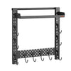 VEVOR Gun Rack Wall Mount, Heavy Duty Steel, Indoor Rifle Shotgun Rack with J-Hooks, Additional Tray Storage, Gun Accessories Display Storage Holder, Hold Up to 3 Rifles or Shotguns, for Tactical Gear