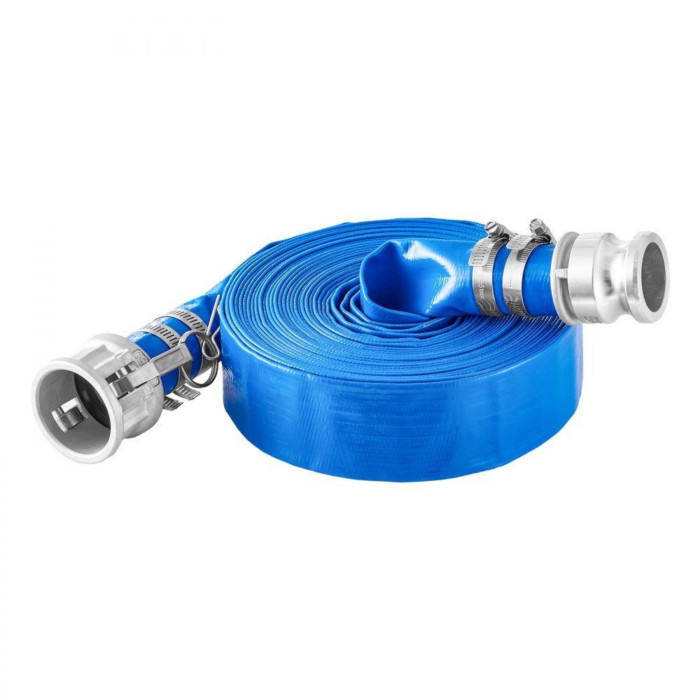 VEVOR Suction Hose Kit for Water Pump, with 2 in x 65 ft Blue Backwash Hose, 20 ft Green Suction Hose, and Steel Round Hole Strainer, Camlocks, Clamps, Cam & Groove Adapter, for Multiple Purposes