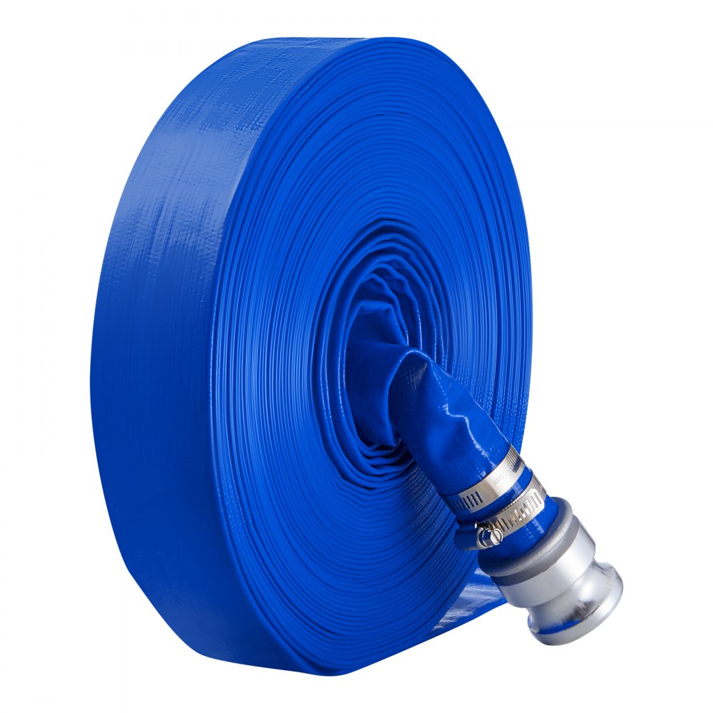 VEVOR Backwash Hose, 1.5 in x 100 ft, Blue High Quality PVC Hose, with Clamps, Camlock, Aluminum Fittings, Fit Various Pumps, for Sewage Treatment, Water Transportation and More Agricultural Purposes
