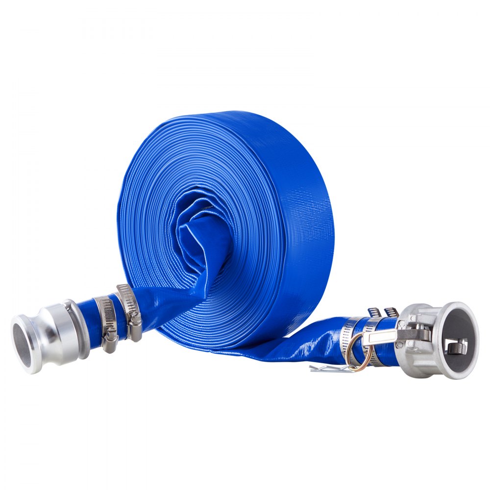 VEVOR Backwash Hose, 1.5 in x 50 ft, Blue High Quality PVC Hose, with Clamps, Camlock, Aluminum Fittings, Fit Various Pumps, for Sewage Treatment, Water Transportation and More Agricultural Purposes