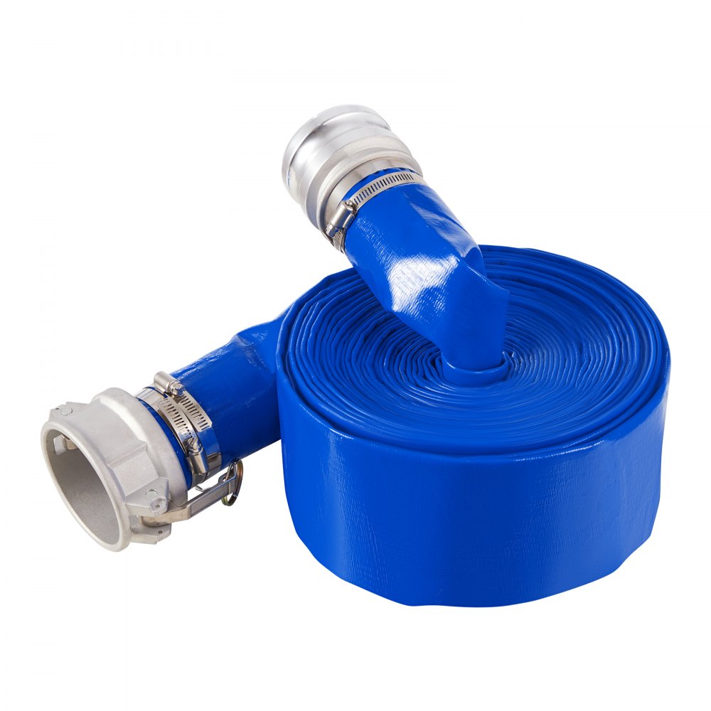 VEVOR Backwash Hose, 3 in x 50 ft, Blue High Quality PVC Hose, with Clamps, Camlock, Aluminum Fittings, Fit Various Pumps, for Sewage Treatment, Water Transportation and More Agricultural Purposes
