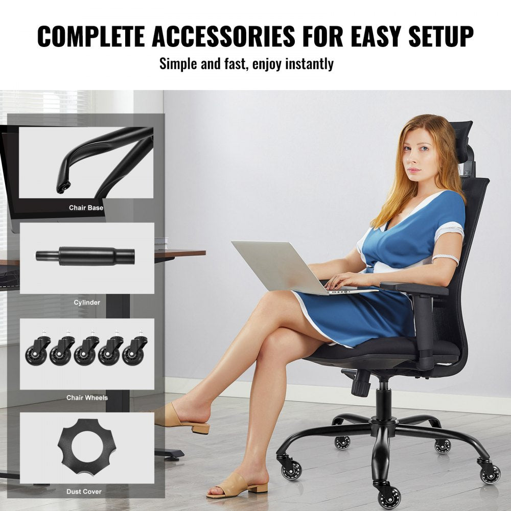 VEVOR Office Chair Base Replacement, 28", 2500 lbs Static Load Capacity, Heavy Duty Universal Computer Desk Chair Stool Base Part with 5 Casters and Gas Cylinder, Desk Chair Base Replacement, Black