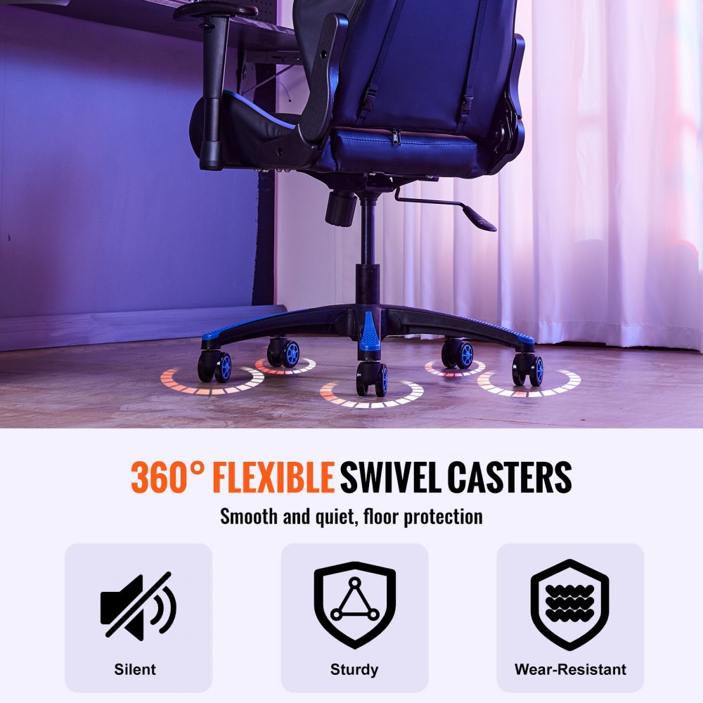 VEVOR Office Chair Base Replacement, 28", 2500 lbs Static Load, Heavy Duty Universal Computer Desk Chair Stool Base Part with 5 Casters and Reinforced Legs, Desk Chair Base Replacement, Black + Blue