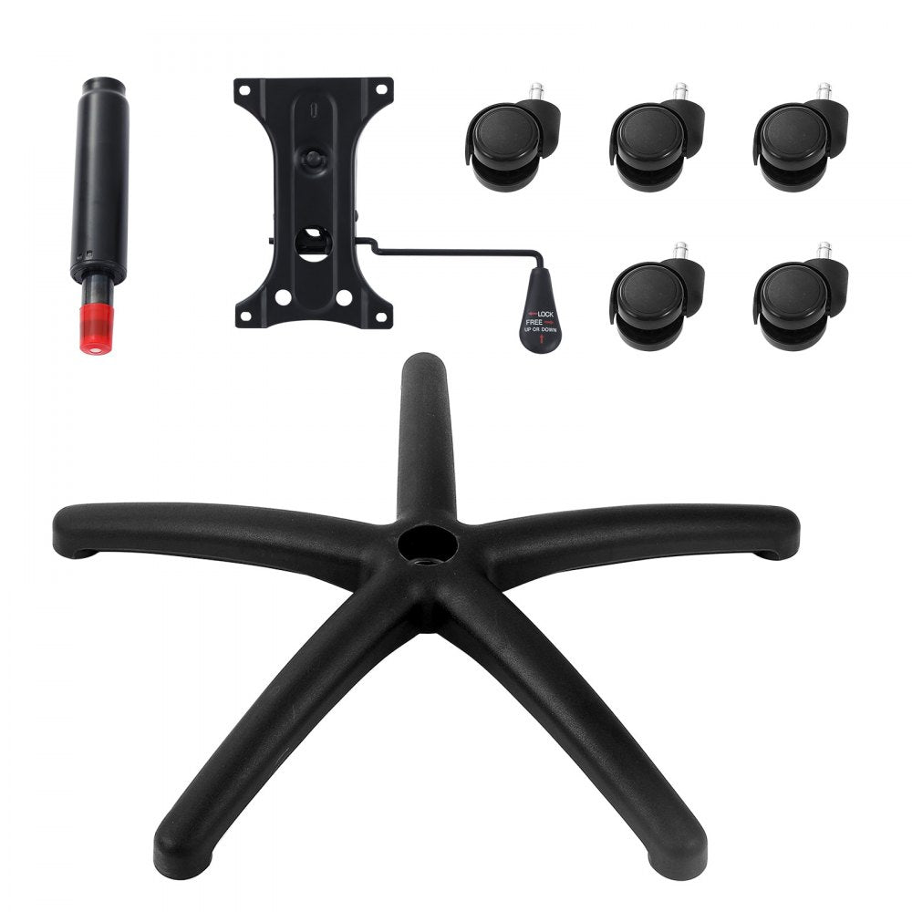 VEVOR Office Chair Base Replacement, 28", 2500 lbs Static Load, Heavy Duty Universal Computer Desk Chair Stool Base Part with 5 Casters, Gas Cylinder & Seat Plate, Desk Chair Base Replacement, Black
