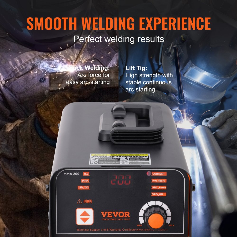 VEVOR Stick Welder, 200A ARC/Lift TIG 2-IN-1 Welding Machine with IGBT Inverter 110V/220V Portable MMA Welder Machine with Hot Start, Arc force and Anti-Stick