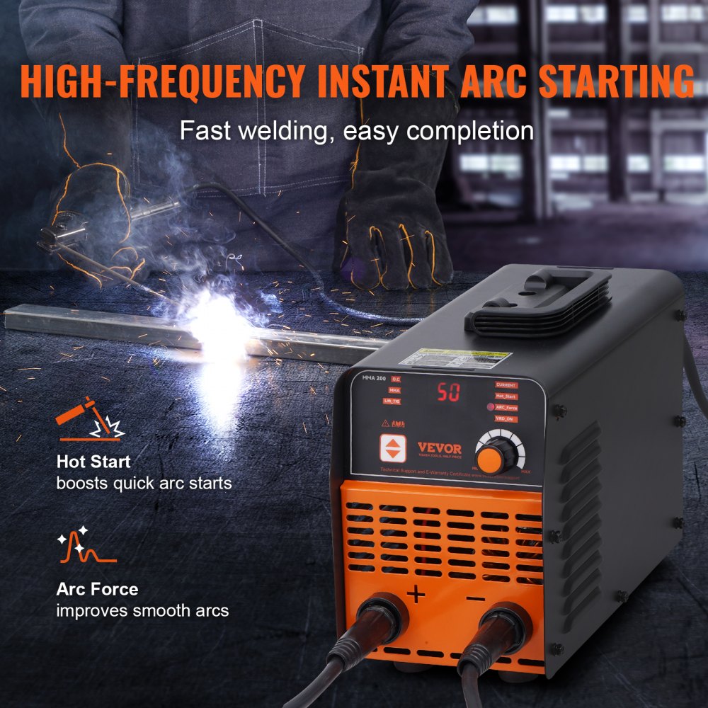 VEVOR Stick Welder, 200A ARC/Lift TIG 2-IN-1 Welding Machine with IGBT Inverter 110V/220V Portable MMA Welder Machine with Hot Start, Arc force and Anti-Stick