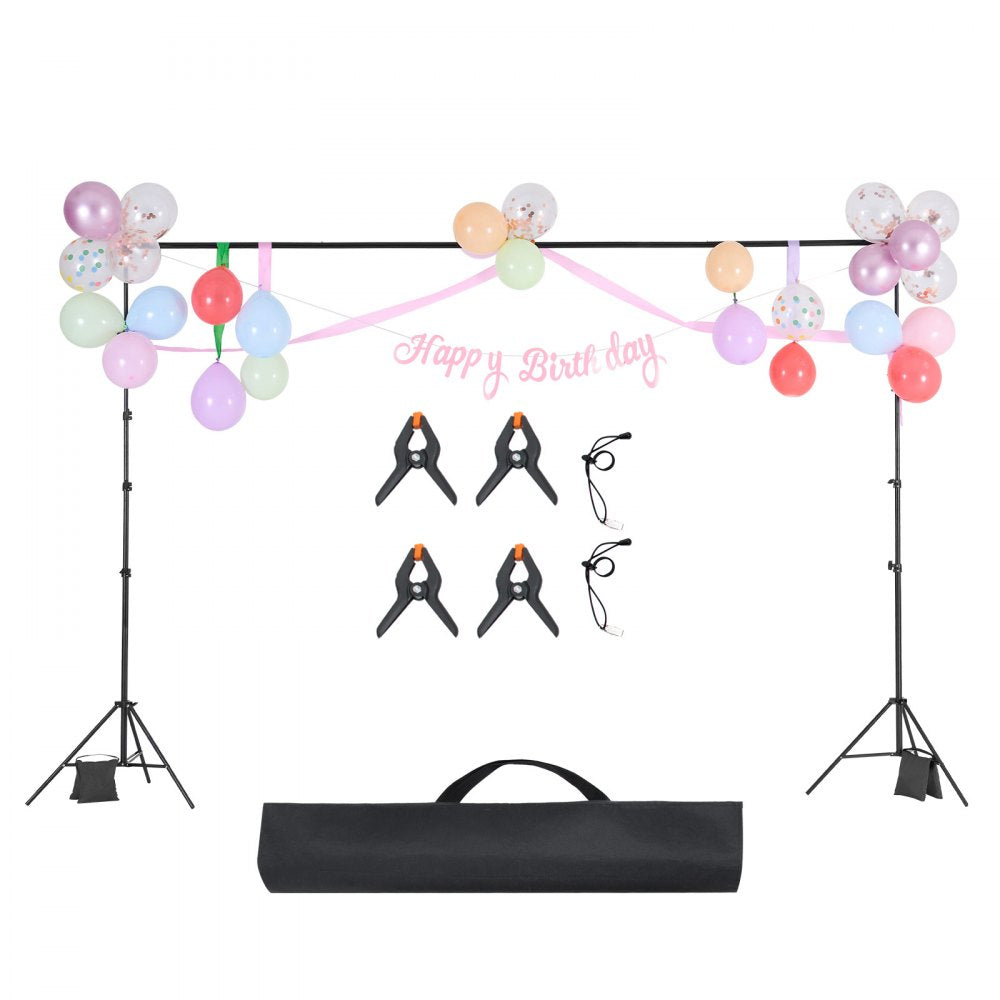 VEVOR Backdrop Stand, 10 x 10 ft Adjustable Photo Backdrop Stand Kit, Portable Background Backdrop Stand with 4 Crossbars, Heavy Duty Projector Screen Stand, for Wedding, Photo Video Studio & Party