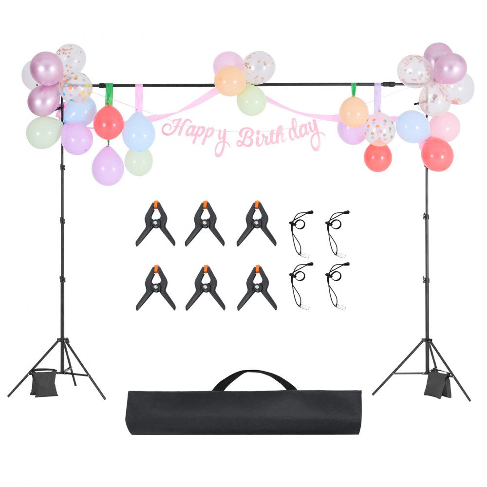 VEVOR Backdrop Stand, 8.5 x 10 ft Adjustable Photo Backdrop Stand Kit, Portable Background Backdrop Stand with 2 Tripods, Heavy Duty Projector Screen Stand, for Wedding, Photo Video Studio & Party
