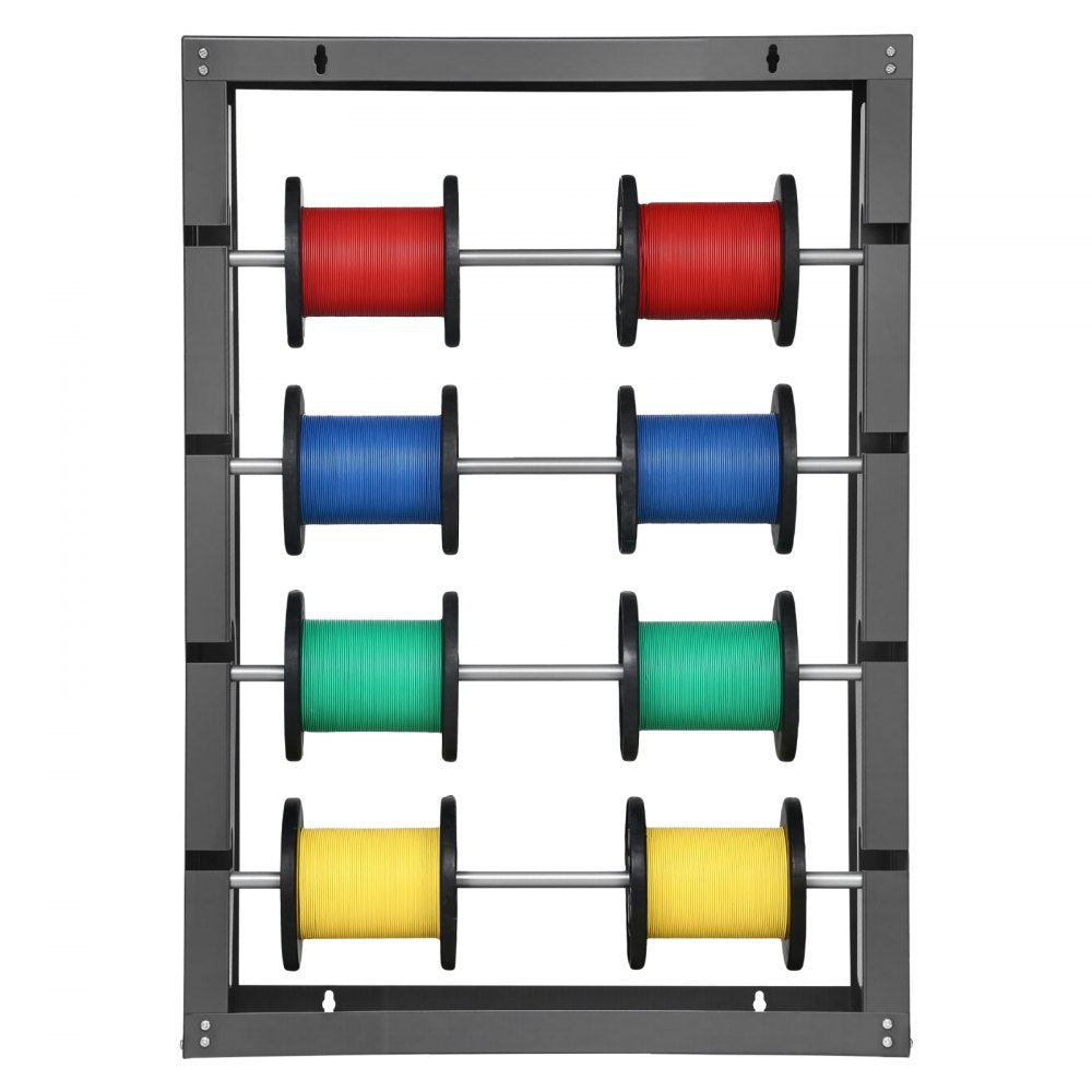 VEVOR Wire Spool Rack, 4 Adjustable Rods, Cold-Rolled Steel Wire Spool Holder Wall Mounted for Multi-Spools, Wiring Storage, 150 lbs Capacity Cable Dispenser, for Electrical Industrial Retail Use