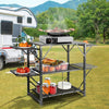 VEVOR Camping Kitchen Table, One-piece Folding Portable Cook Station with A Carrying Bag, Aluminum Camping Table 4 Iron Side Tables & 2 Shelves, Ideal for Outdoor Picnics, BBQs, Camping, RV Traveling