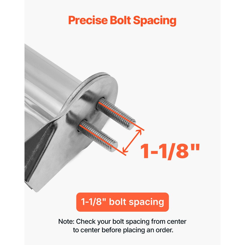 VEVOR Chrome Straight Spring Loaded Mud Flap Hangers, 1-1/8" Bolt Spacing Mudflap Hangers for Semi Trucks, 1 Pair Heavy Duty Semi Truck Mud Flap Hanger Set with Reflective Strips, Silver