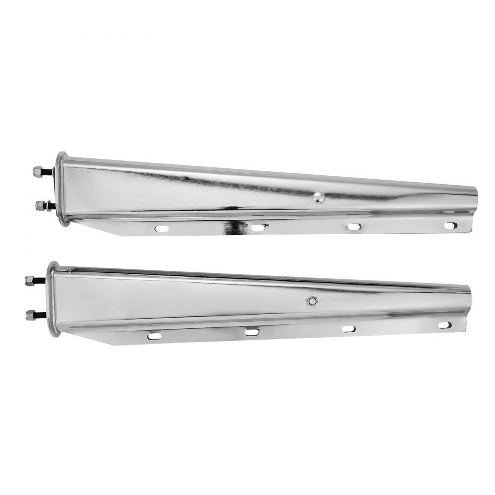 VEVOR Chrome Straight Spring Loaded Mud Flap Hangers, 2-1/2" Bolt Spacing Mudflap Hangers for Semi Trucks, 1 Pair Heavy Duty Semi Truck Mud Flap Hanger Set with Aluminum Reflective Plates, Silver