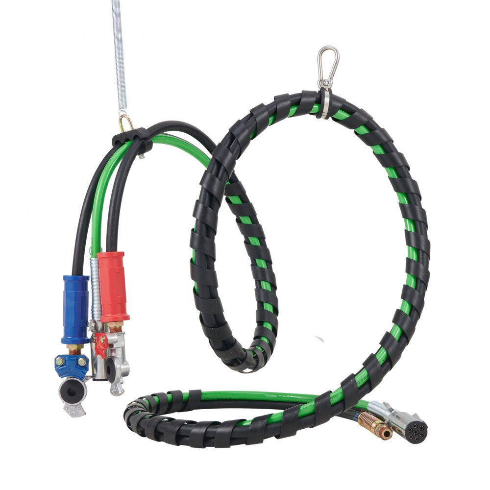 VEVOR 12FT Semi Truck Air Lines Kit with 2PCS Glad Hands, 3-in-1 Air Hoses & 7 Way ABS Electric Power Line, with 2PCS Gladhand Handles, 4PCS Seals and Tender Spring Kit for Semi Truck Trailer Tractor