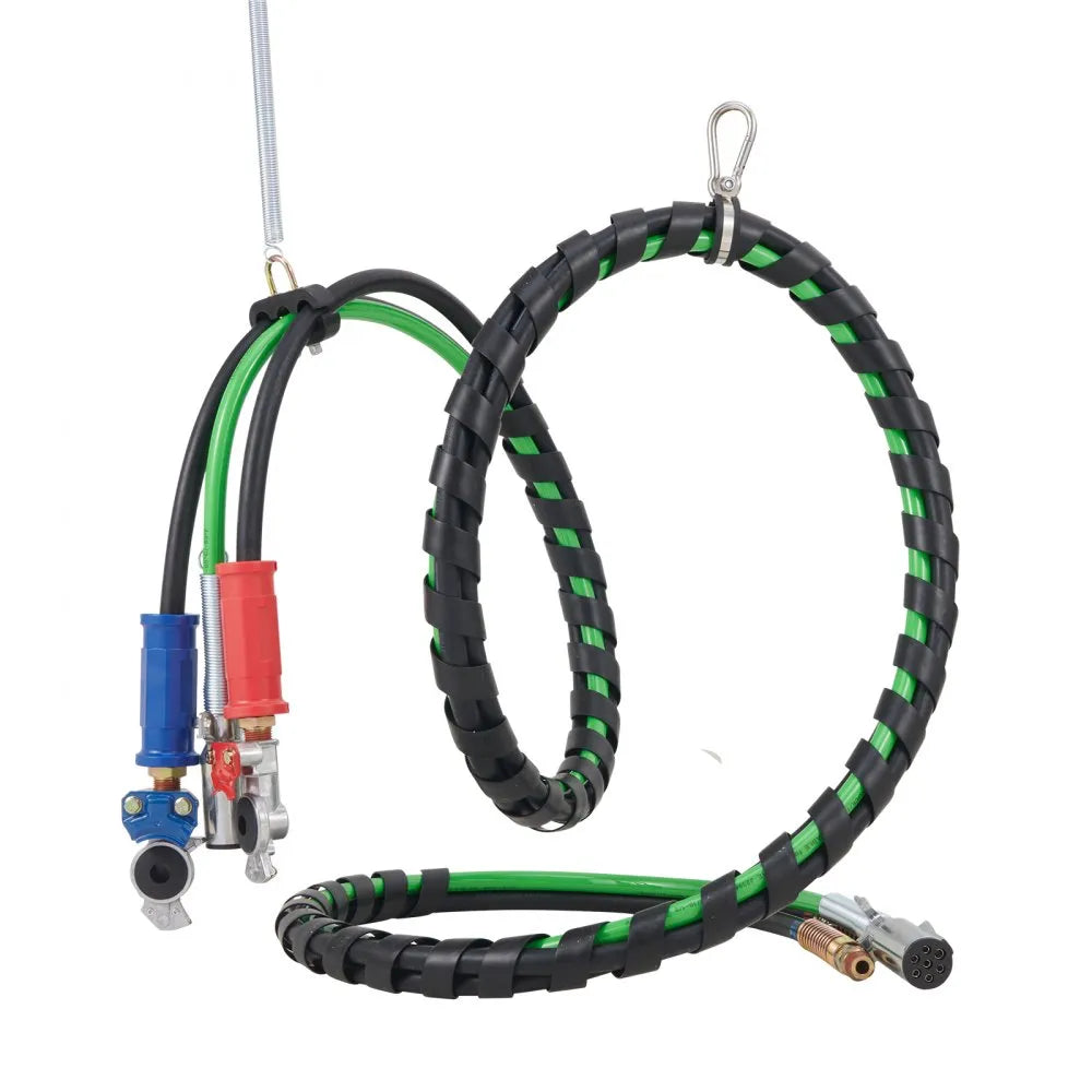 VEVOR 12FT Semi Truck Air Lines Kit, 3-in-1 Air Hoses & ABS Power Line for Semi Truck Trailer Tractor, 7-Way Plug Electrical Cord Cable and Rubber Air Lines Hose Assembly Kit with Hook & Teflon Tape