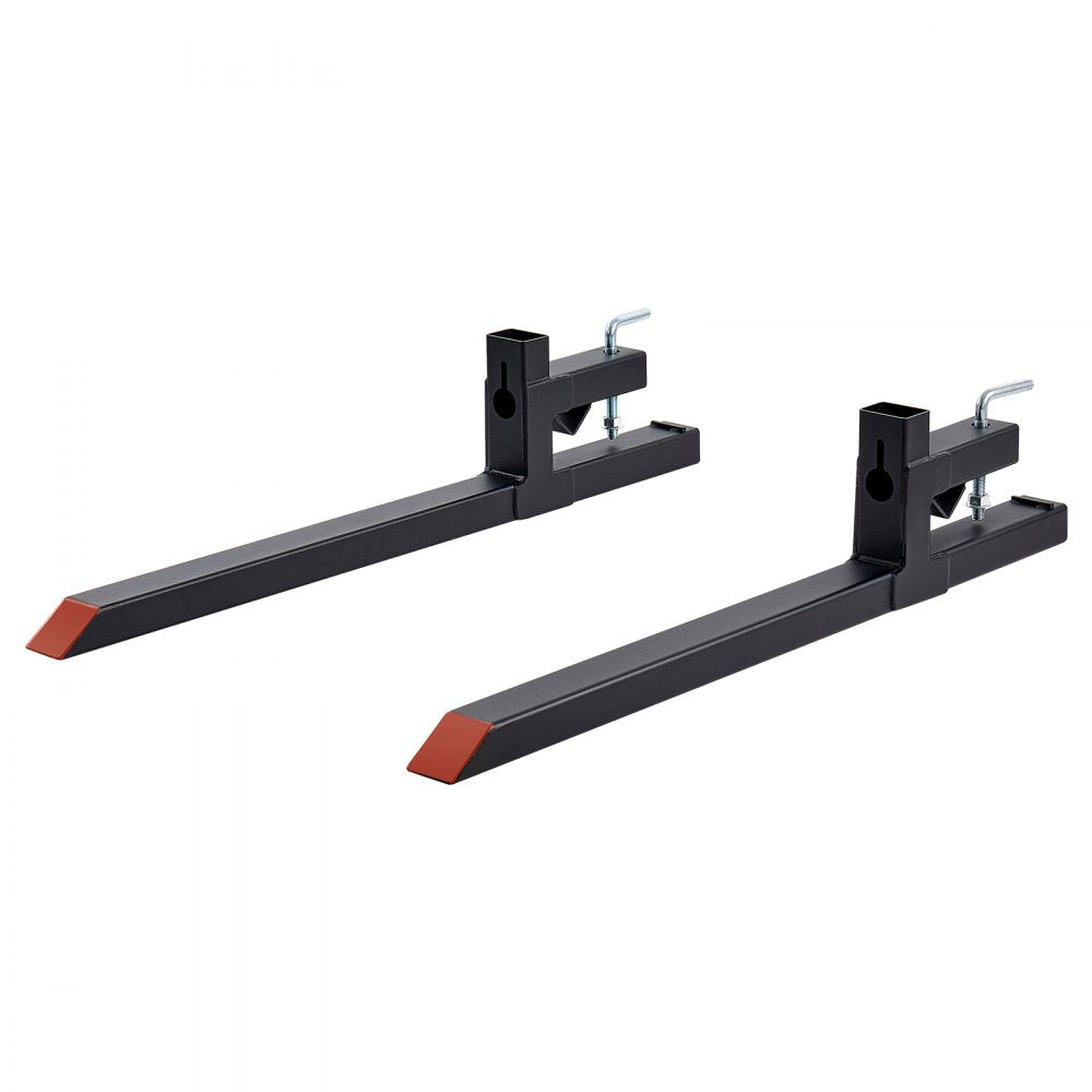 VEVOR Pallet Forks, 2000 lbs 43 in Clamp-On Pallet Forks Orange Tips Fixed, Front Loader Attachment for Tractor, Skid Steer, Loader Bucket, Agriculture, Farm, Heavy-Duty Reinforced Steel Bucket Fork