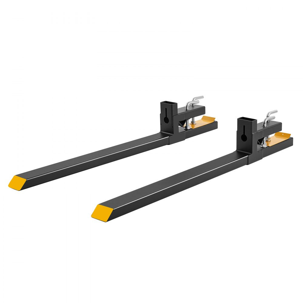 VEVOR Pallet Forks, 4000 lbs 60 in Clamp-On Pallet Forks Yellow Tips Fixed, Front Loader Attachment for Tractor, Skid Steer, Loader Bucket, Agriculture, and Farm Use, Heavy-Duty Steel Bucket Fork