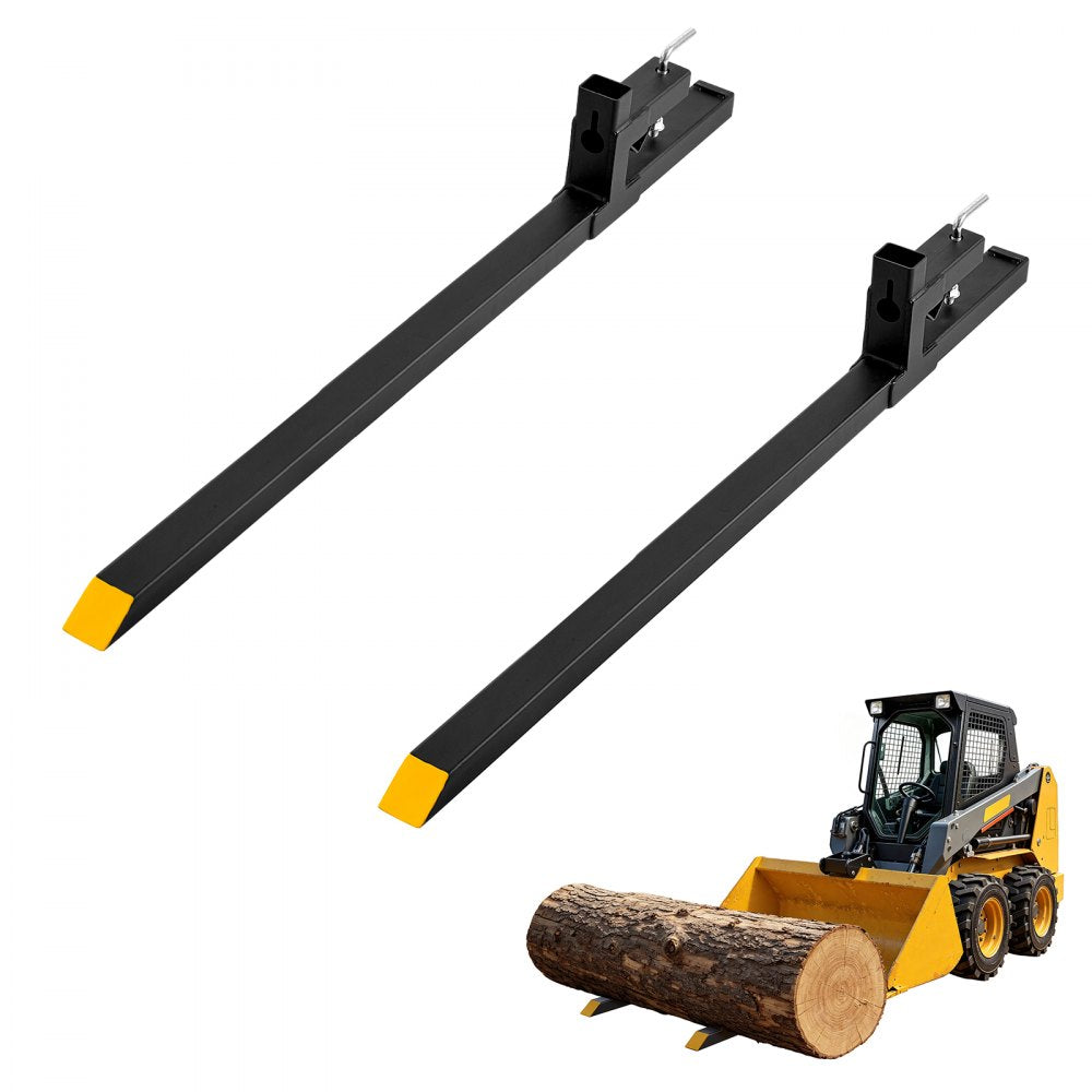 VEVOR Pallet Forks, 2000 lbs 60 in Clamp-On Pallet Forks Yellow Tips Fixed, Front Loader Attachment for Tractor, Skid Steer, Loader Bucket, Agriculture, Farm, Heavy-Duty Reinforced Steel Bucket Fork