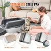 VEVOR Cat Litter Box, 6 inches Deep, XL Extra Large Stainless Steel Cat Litter Box with Scoop, Wide Filtering Foot Board & High Sides, Enclosed Odor-Free Easy-to-Clean Litter Box, Fit for Big Cats