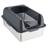 VEVOR Cat Litter Box, 6 inches Deep, XL Extra Large Stainless Steel Cat Litter Box with Scoop, Wide Filtering Foot Board & High Sides, Enclosed Odor-Free Easy-to-Clean Litter Box, Fit for Big Cats