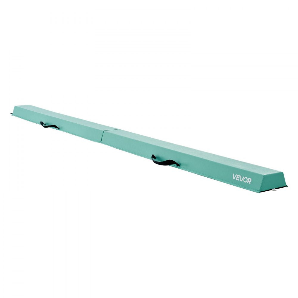 VEVOR 8FT Folding Balance Beam for Kids, 200LBS Stable Support Gymnastics Floor Beam with Non-Slip Mats, Gymnastics Training Equipment with Anti-Slip Bottom and Carrying Bag for Home Gym, Mint Green