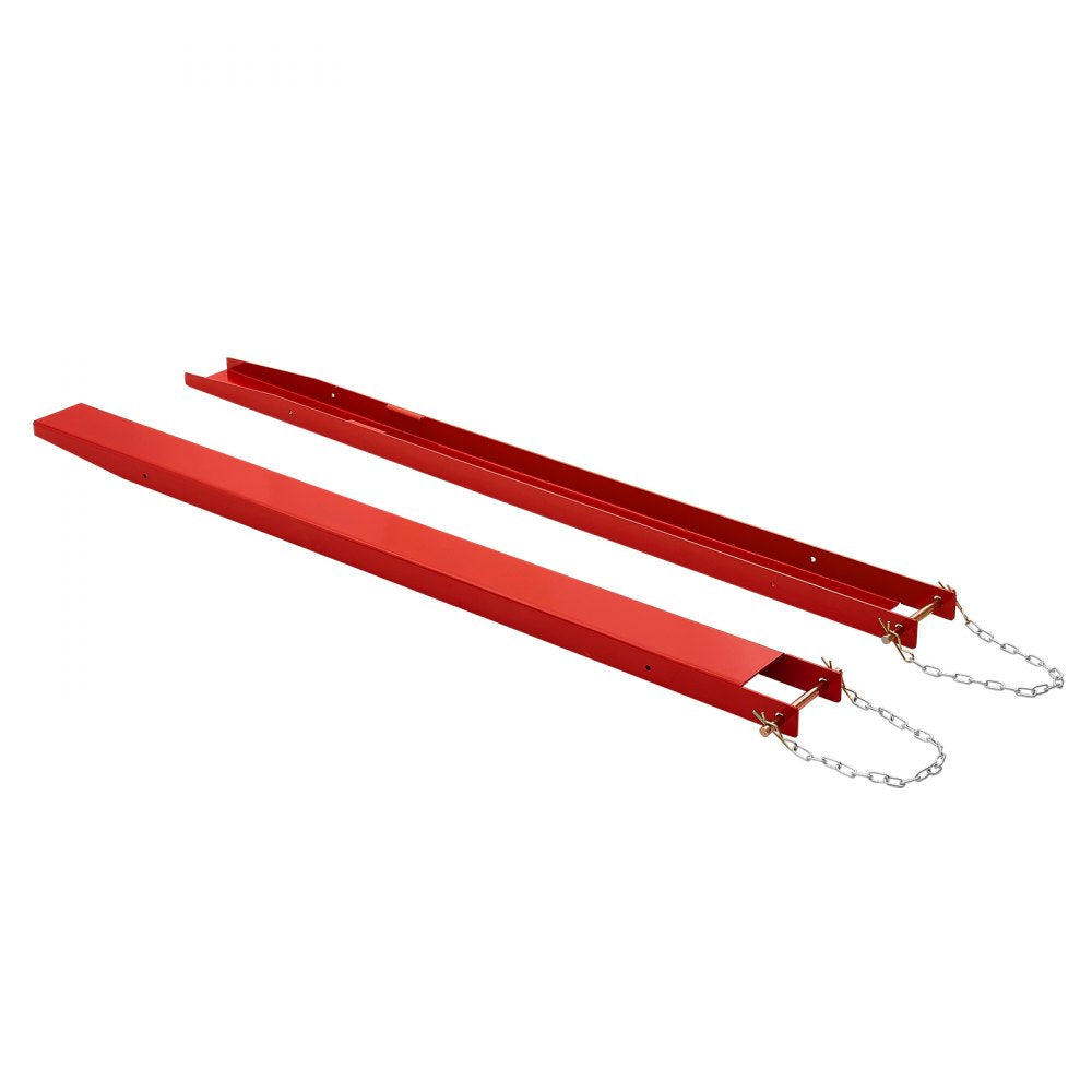 VEVOR Forklift Extensions 72 x 4.5 in, 5500 lbs Load Capacity & Bottom Lock, for Forklifts and Forklift Trucks, Heavy-Duty Industrial Steel Pallet Fork Attachments, Extended Load Handling, Red, 1 Pair