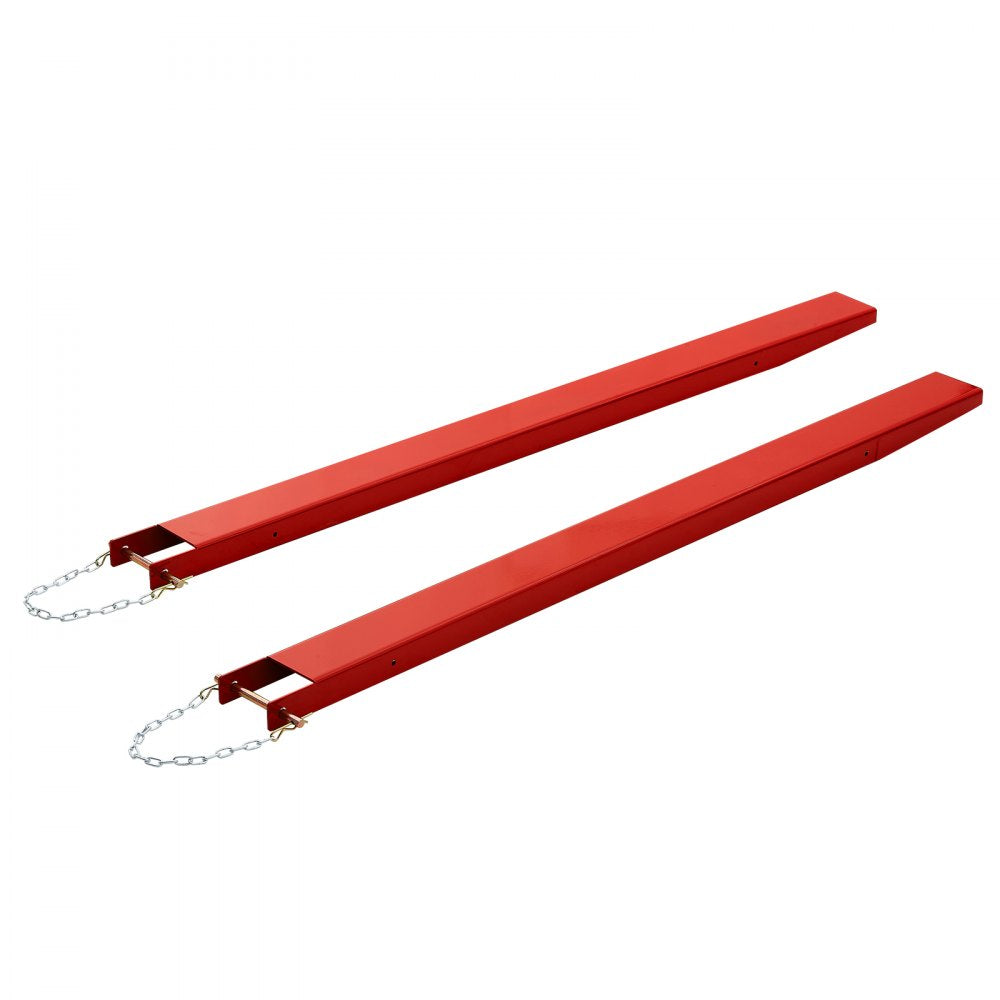 VEVOR Forklift Extensions 72 x 4.5 in, 5500 lbs Load Capacity & Bottom Lock, for Forklifts and Forklift Trucks, Heavy-Duty Industrial Steel Pallet Fork Attachments, Extended Load Handling, Red, 1 Pair