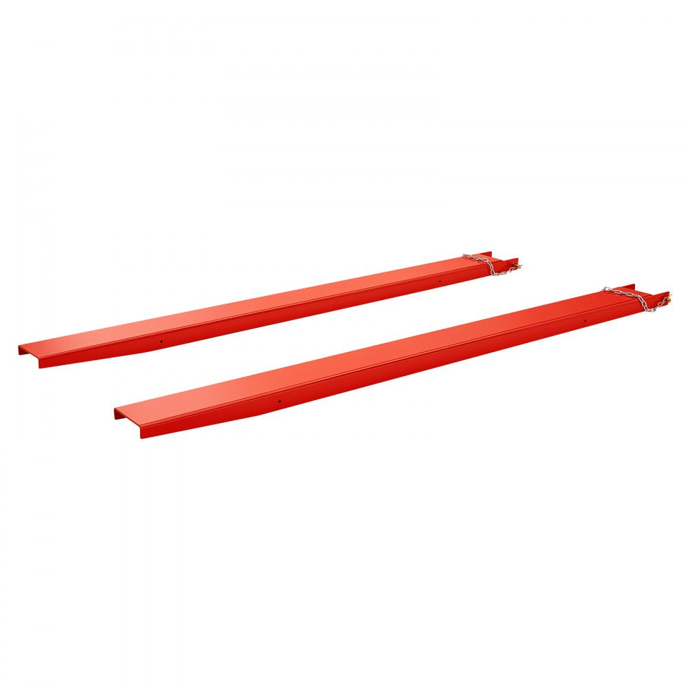 VEVOR Forklift Extensions 84 x 5.5 in, 5500 lbs Load Capacity & Bottom Lock, for Forklifts and Forklift Trucks, Heavy-Duty Industrial Steel Pallet Fork Attachments, Extended Load Handling, Red, 1 Pair