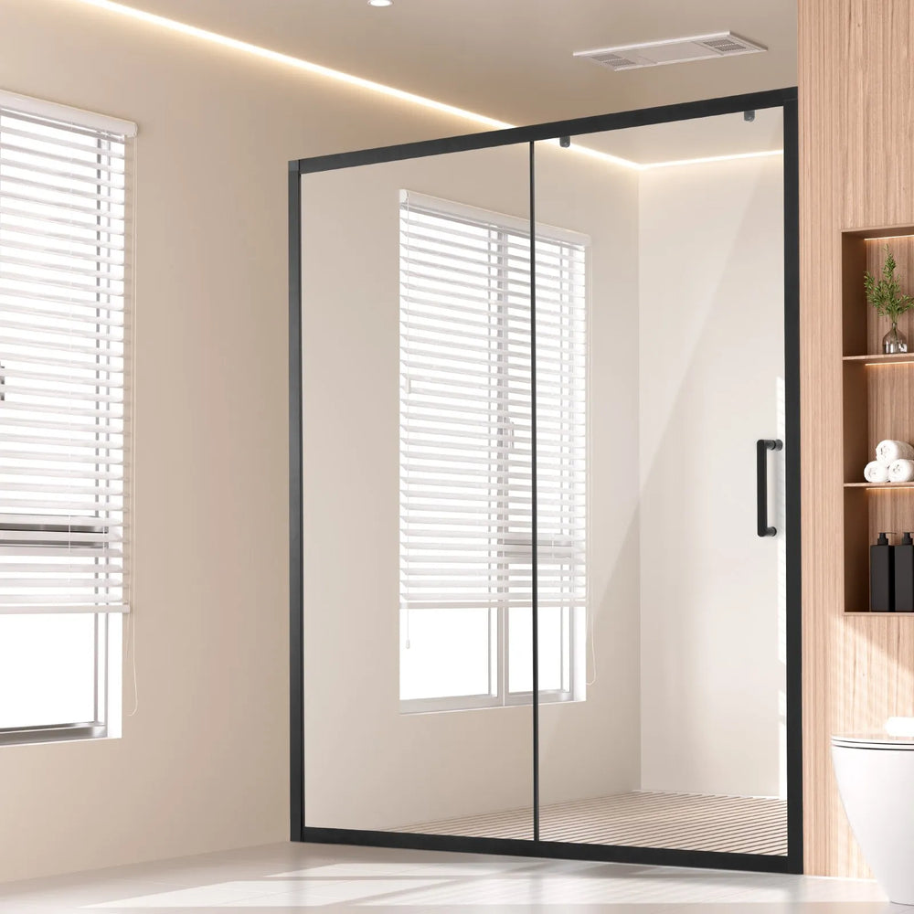 VEVOR Semi-frameless Shower Door, 57.7-59 W x 70 H in, Matte Black