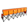 VEVOR Portable Folding Bench, 6 Seat Foldable Soccer Bench with Side Pockets and Carrying Bag, Lightweight Sideline Seating with Back Rest for Football, Baseball, Camping, Outdoor Events, Orange