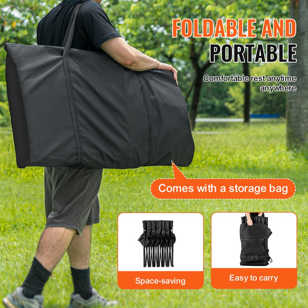 VEVOR Portable Folding Bench, 6 Seat Foldable Soccer Bench with Side Pockets and Carrying Bag, Lightweight Sideline Seating with Back Rest for Football, Baseball, Camping, Outdoor Events, Black