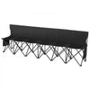 VEVOR Portable Folding Bench, 6 Seat Foldable Soccer Bench with Side Pockets and Carrying Bag, Lightweight Sideline Seating with Back Rest for Football, Baseball, Camping, Outdoor Events, Black