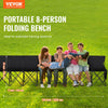 VEVOR Portable Folding Bench, 8 Seat Foldable Soccer Bench with Side Pockets and Carrying Bag, Lightweight Sideline Seating with Back Rest for Football, Baseball, Camping, Outdoor Events, Black