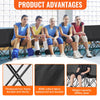 VEVOR Portable Folding Bench, 8 Seat Foldable Soccer Bench with Side Pockets and Carrying Bag, Lightweight Sideline Seating with Back Rest for Football, Baseball, Camping, Outdoor Events, Black