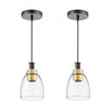 VEVOR 1-Light Pendant Light, 2 Pack, Kitchen Island Lights with Clear Glass Shade & Hanging Cord, Black and Gold Finish, Adjustable Height, Pendant Lighting for Bedroom, Hallway, Entryway, Kitchen