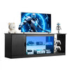 VEVOR TV Stand for TVs up to 65 inch, Modern Entertainment Center with Light Strip, Wooden TV Cabinet Storage with Glass Shelf and Adjustable Shelves, Console Table for Living Room and Bedroom, Black