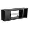 VEVOR TV Stand for TVs up to 65 inch, Modern Entertainment Center with Light Strip, Wooden TV Cabinet Storage with Glass Shelf and Adjustable Shelves, Console Table for Living Room and Bedroom, Black