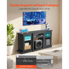 VEVOR TV Stand for TVs up to 65 inch, Modern Entertainment Center with Light Strip, Wooden TV Cabinet Storage with Glass Doors and Adjustable Shelves, Console Table for Living Room and Bedroom, Black