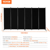 VEVOR Room Divider, 6 Panel Room Divider, Folding Privacy Screen and Portable Partition Divider for Room Separation, Freestanding Room Partitions for Office, Bedroom, Study, Black