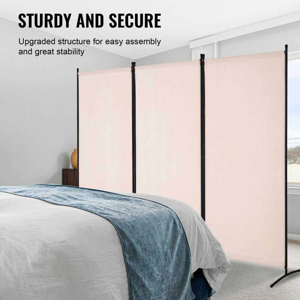VEVOR Room Divider, 3 Panel Room Divider, Folding Privacy Screen and Portable Partition Divider for Room Separation, Freestanding Room Partitions for Office, Bedroom, Study, Beige