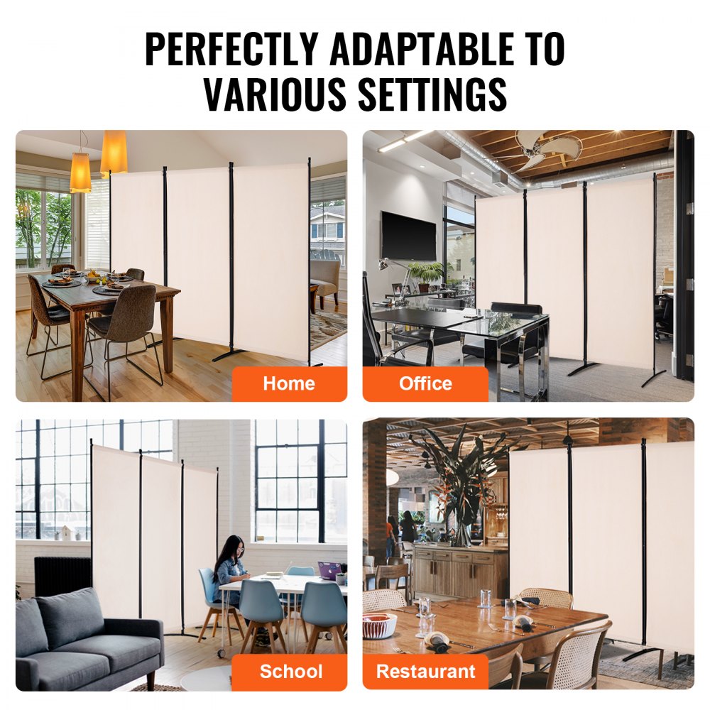 VEVOR Room Divider, 3 Panel Room Divider, Folding Privacy Screen and Portable Partition Divider for Room Separation, Freestanding Room Partitions for Office, Bedroom, Study, Beige