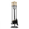 VEVOR Fireplace Tool Set, 5 PCS Fire Tool Set and Holder with Five-Prong Stand, Tongs, Ash Shovel, Brush, Fire Place Poker, Wrought Iron Fireplace Accessories for Indoor/Outdoor, Black & Brass