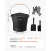 VEVOR Ash Bucket, 4 PCS with Lid, Shovel, Broom and Gloves, Metal Fireplace Charcoal Bucket and Ash Can, 2.6 GAL Large Capacity for Fireplace, Fire Pits, Wood Burning Stoves, Indoor and Outdoor
