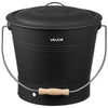 VEVOR Ash Bucket, 4 PCS with Lid, Shovel, Broom and Gloves, Metal Fireplace Charcoal Bucket and Ash Can, 2.6 GAL Large Capacity for Fireplace, Fire Pits, Wood Burning Stoves, Indoor and Outdoor