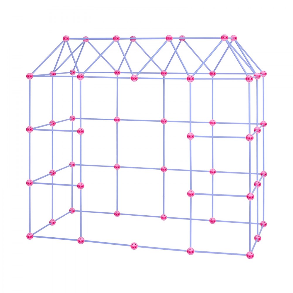 VEVOR Fort Building Kit for Kids, 140 PCS Creative STEM Construction Toys, for 4 5 6 7 8+ Year Old Boys Girls, Upgraded Balls, Ring & Ball Toss, Educational Activity, Indoor Outdoor Play, Storage Bag